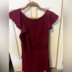 She + Sky One Shoulder Wine Dress